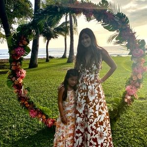 White/brown floral maxi dress